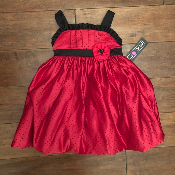 Red and Black Polka-dot Formal Dress Size 2T - Picture 1 of 4